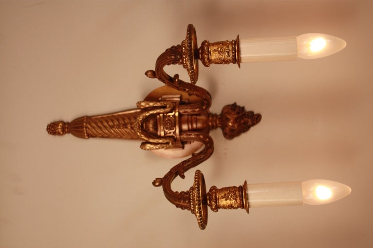 Pair of Bronze Wall Sconces