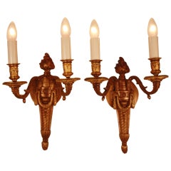 Pair of Bronze Wall Sconces