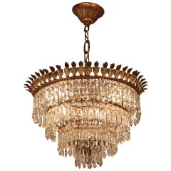 Spanish Crystal And Bronze Chandelier