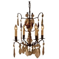 Antique Crystal And Bronze Chandelier
