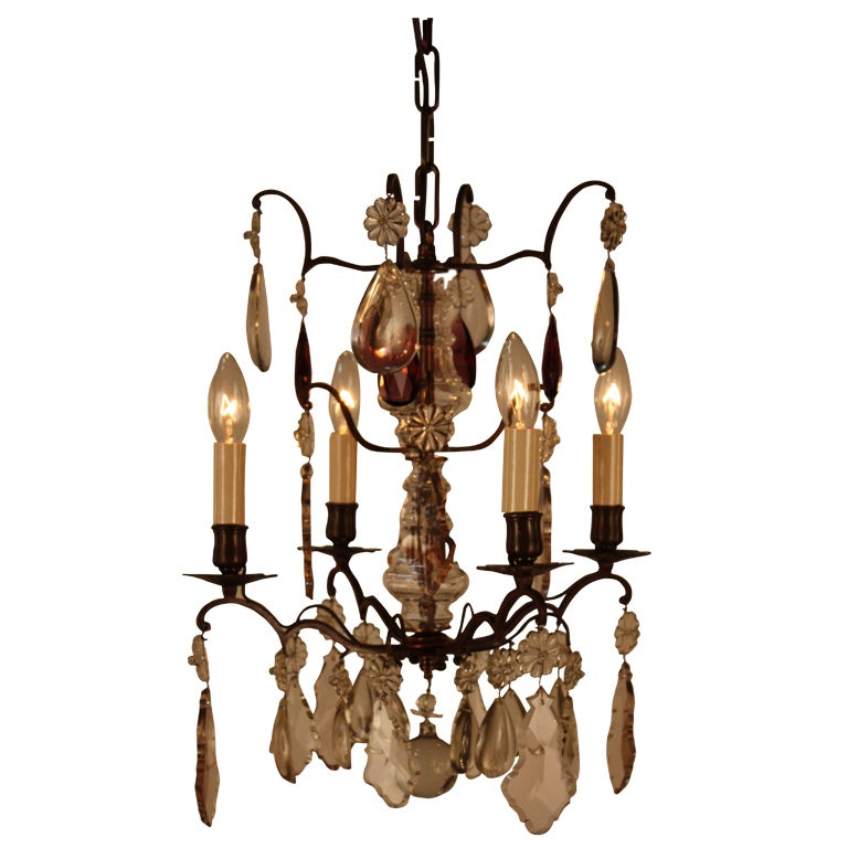 Crystal And Bronze Chandelier at 1stdibs