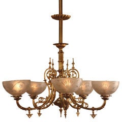 Antique Spanish Electrified Gas Chandelier