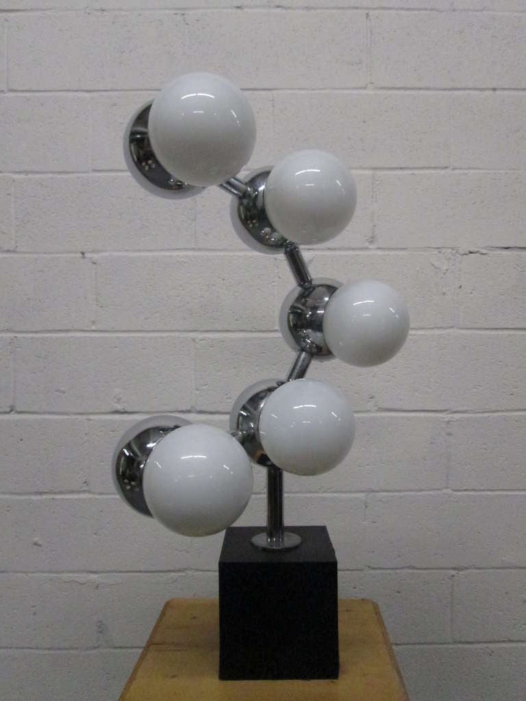 Pair of Mid Century Chrome Ball Table Lamps by Robert Sonneman