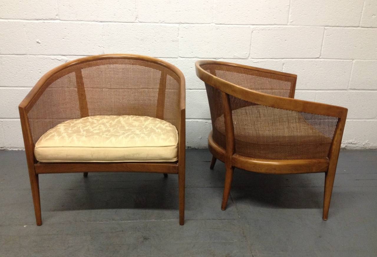 Mid-Century Modern Pair of Walnut Lounge Chairs Kipp Stewart for Directional