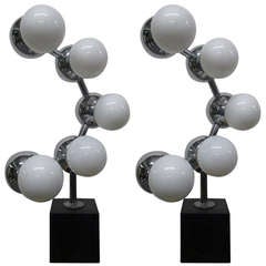 Pair of Mid Century Chrome Ball Table Lamps by Robert Sonneman