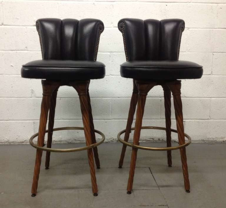 Pair 1960s Swivel Bar Stools