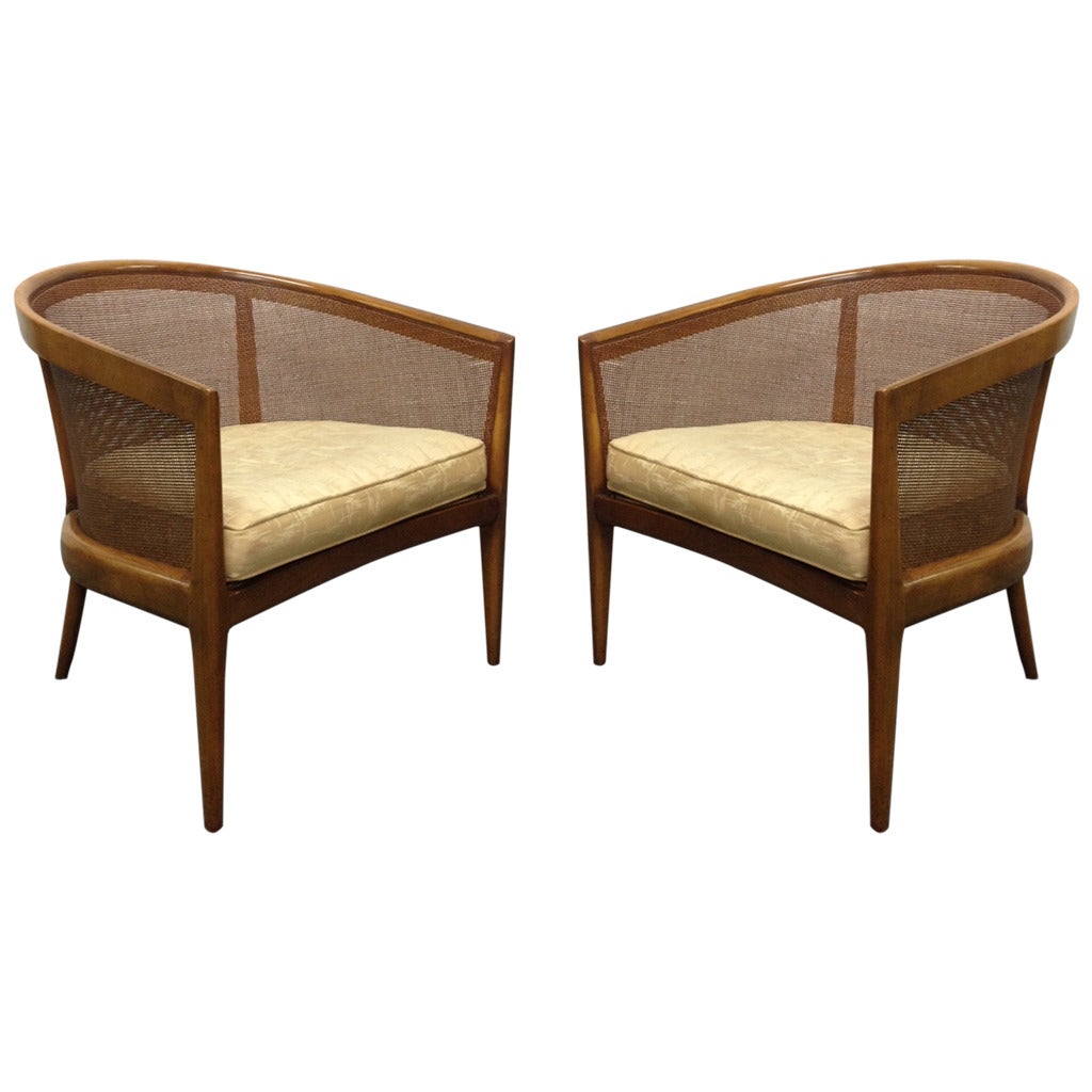 Pair of Walnut Lounge Chairs Kipp Stewart for Directional