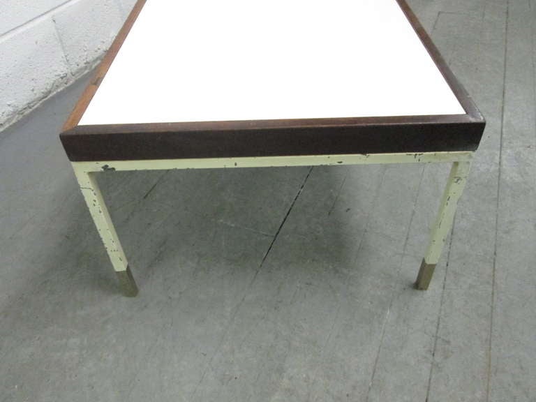 George Nelson Style Steel Frame Bench In Good Condition In New York, NY