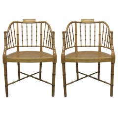 Pair Faux Bamboo Chairs 5