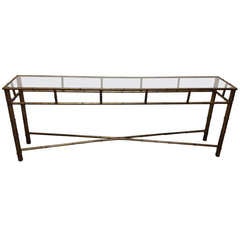 Faux Bamboo Glass Top Console Table 11