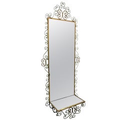 Italian Wrought Iron Mirror with Shelf 1