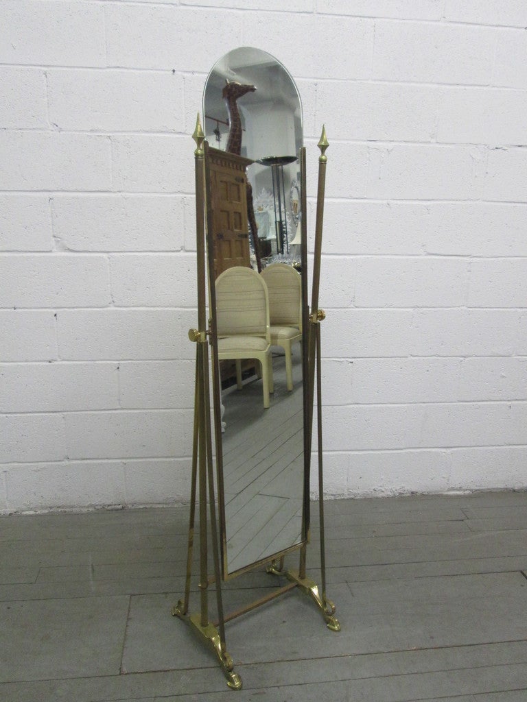 Art Deco Brass Cheval Mirror For Sale at 1stdibs