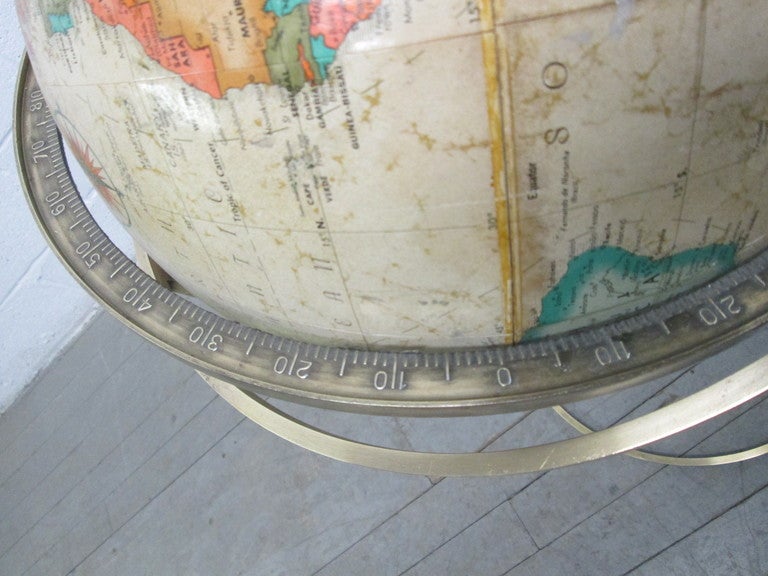 Vintage Paul McCobb Brass Standing World Globe