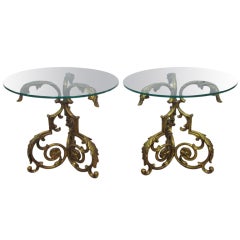 Pair of Decorative Gold Floral Side Tables 10