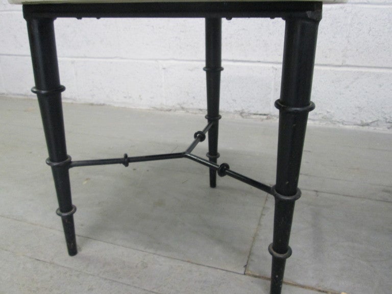 Pair Faux Bamboo Marble Top Side Tables