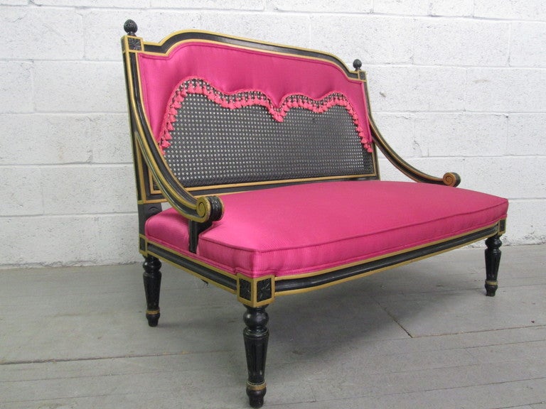 Coppia di sedute d'amore a canne francesi in stile Jansen