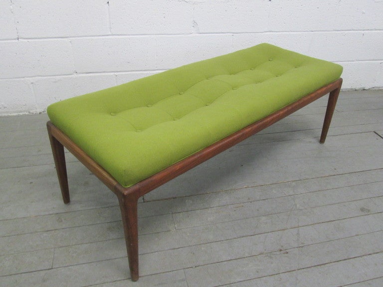 Mid Century Modern Robsjohn-Gibbings Style Tufted Bench