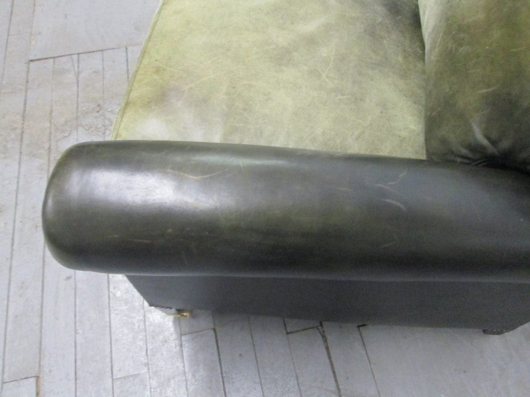George Smith Leather Sofa In Distressed Condition In New York, NY