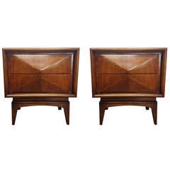 Pair of Diamond Front Nightstands