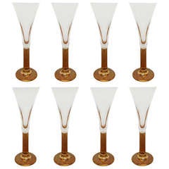 8 Stemware Glasses w/ Amber Base