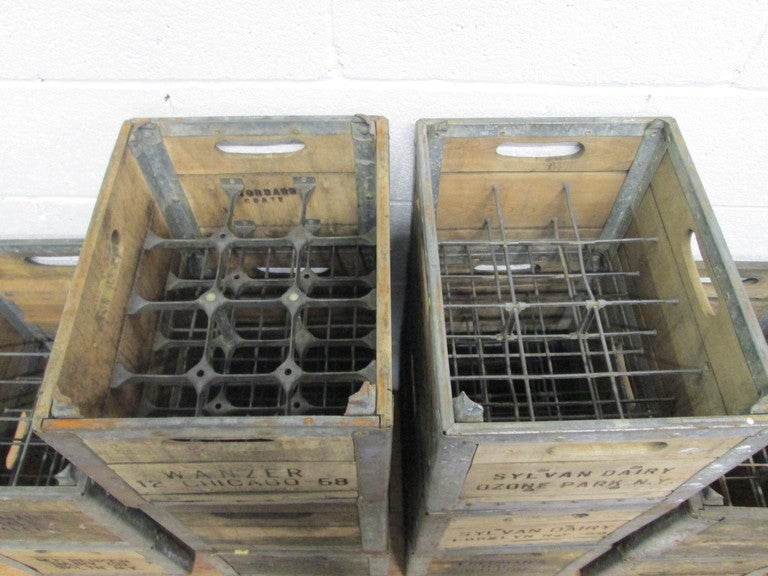 13 Vintage Wood Milk Crates For Sale at 1stdibs