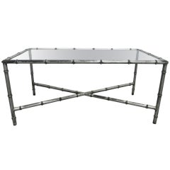 Faux Bamboo Iron and Glass Top Coffee Table 8