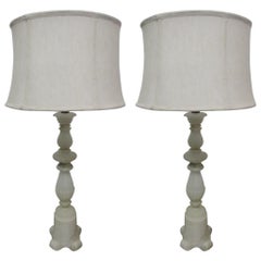 Pair of French Neoclassical Style Alabaster Lamps