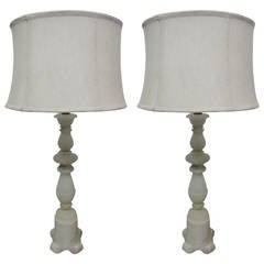 Pair of French Neoclassical Style Alabaster Lamps 10
