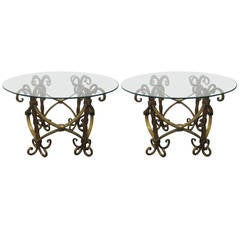 Pair of Italian Wrought Iron Gilt Tables 1