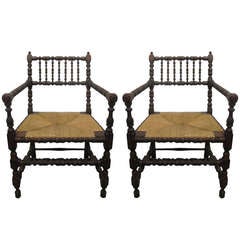 Antique Pair of Flemish Turned Chairs 10