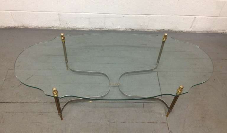 Mid-20th Century Brass and Steel Coffee Table