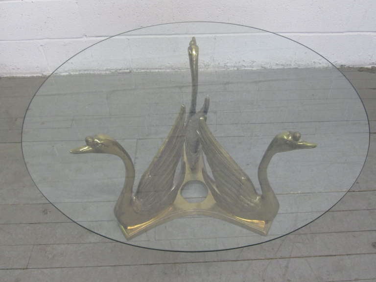 swan glass table