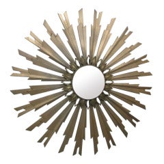 Mid Century Gold Sunburst Mirror 1