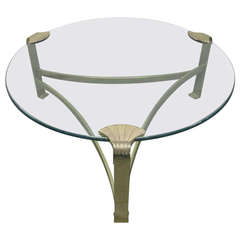 Brass and Glass Coffee Table Attributed to Maison Charles 9