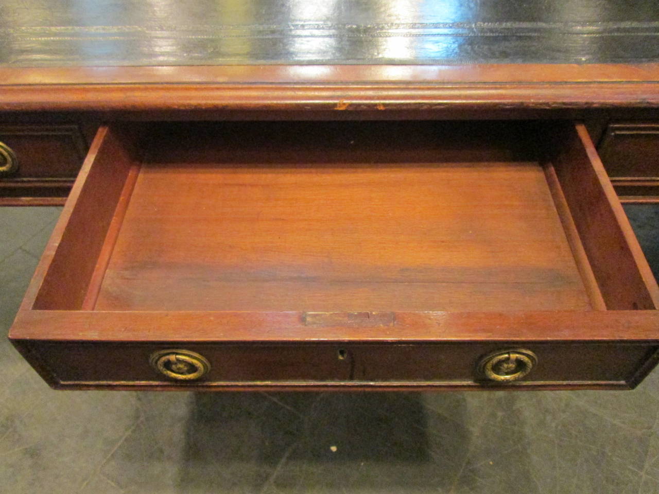 Mid-19th Century 19th Century English Mahogany Leather-Top Partners Desk