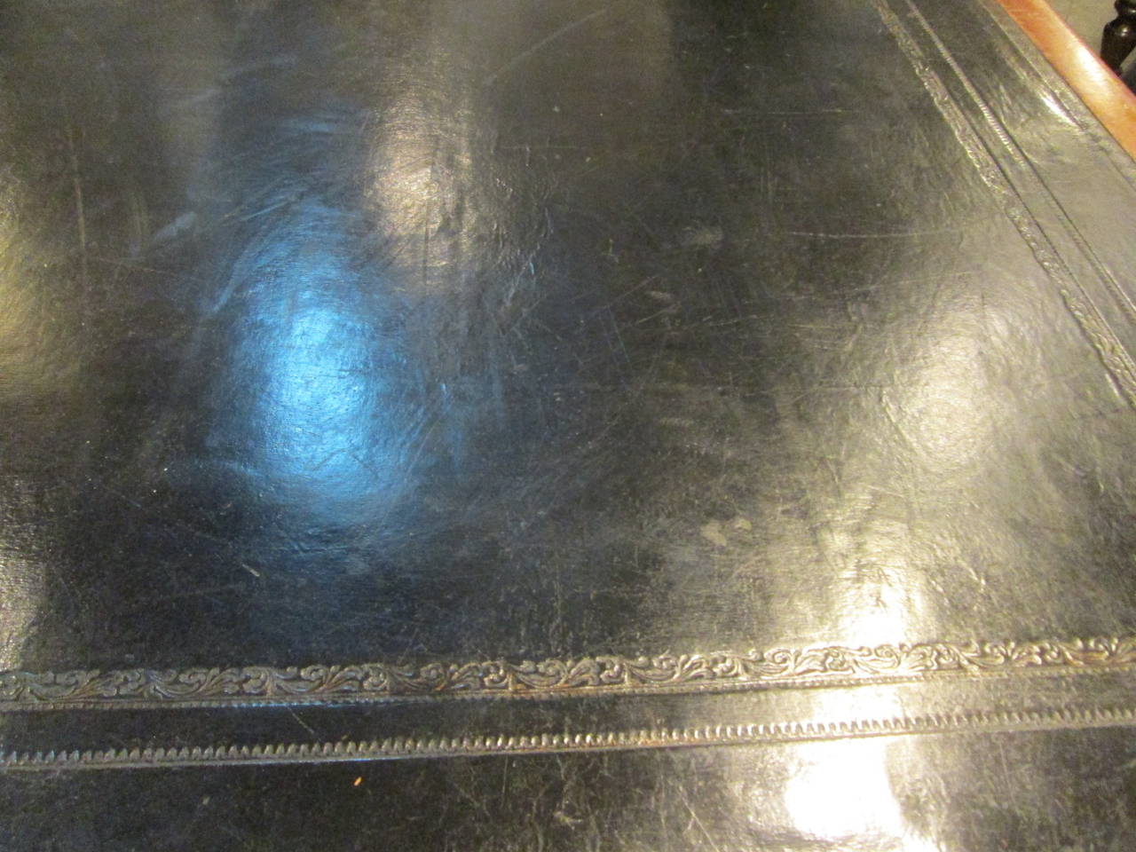 19th Century English Mahogany Leather-Top Partners Desk 1