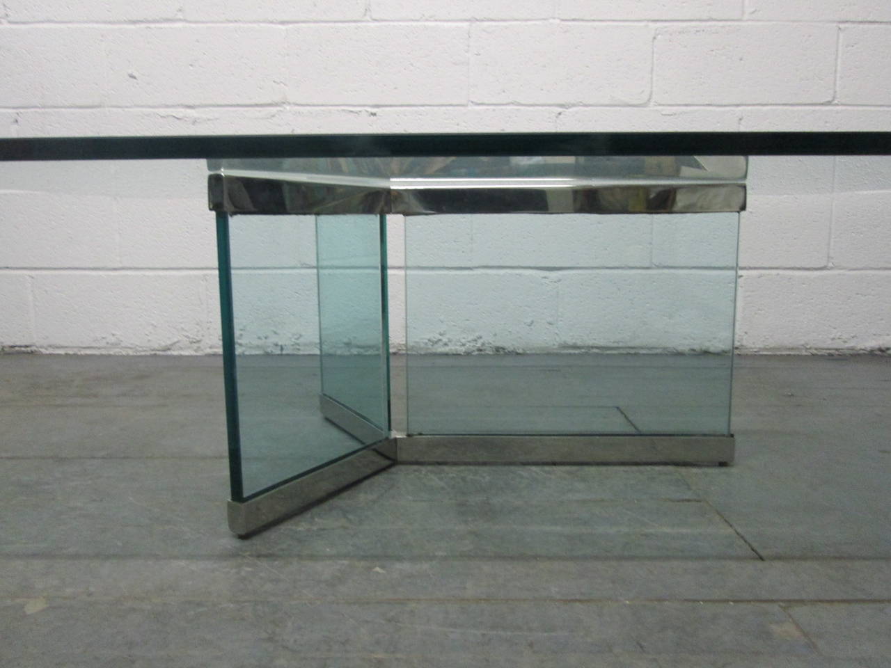 Channel Series Glass Coffee Table by Brueton In Good Condition In New York, NY