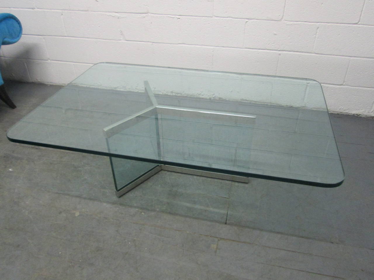 Chrome and glass coffee table by Brueton.