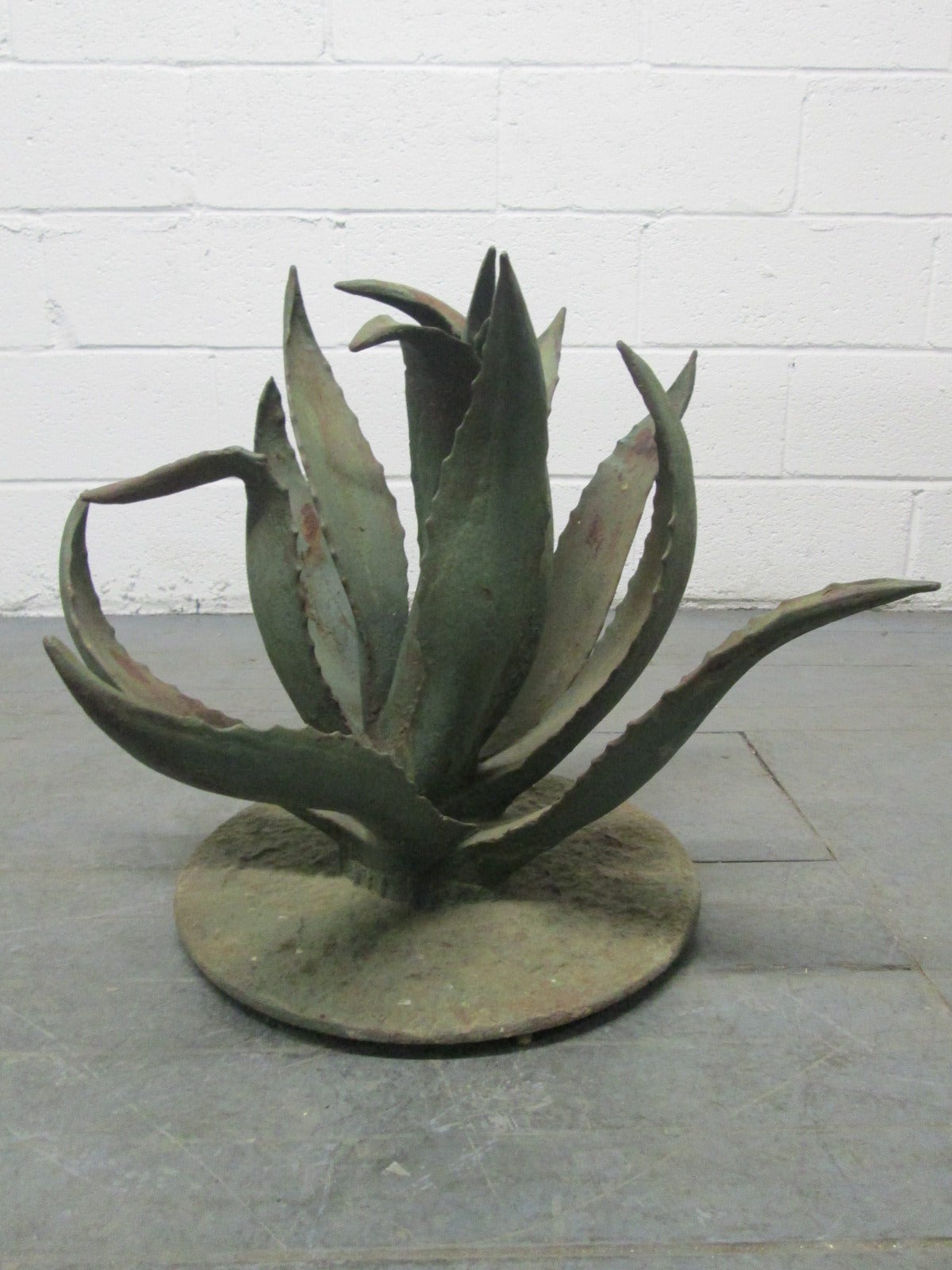 Large Brutalist iron architectural cactus sculpture. Have some rust areas. 