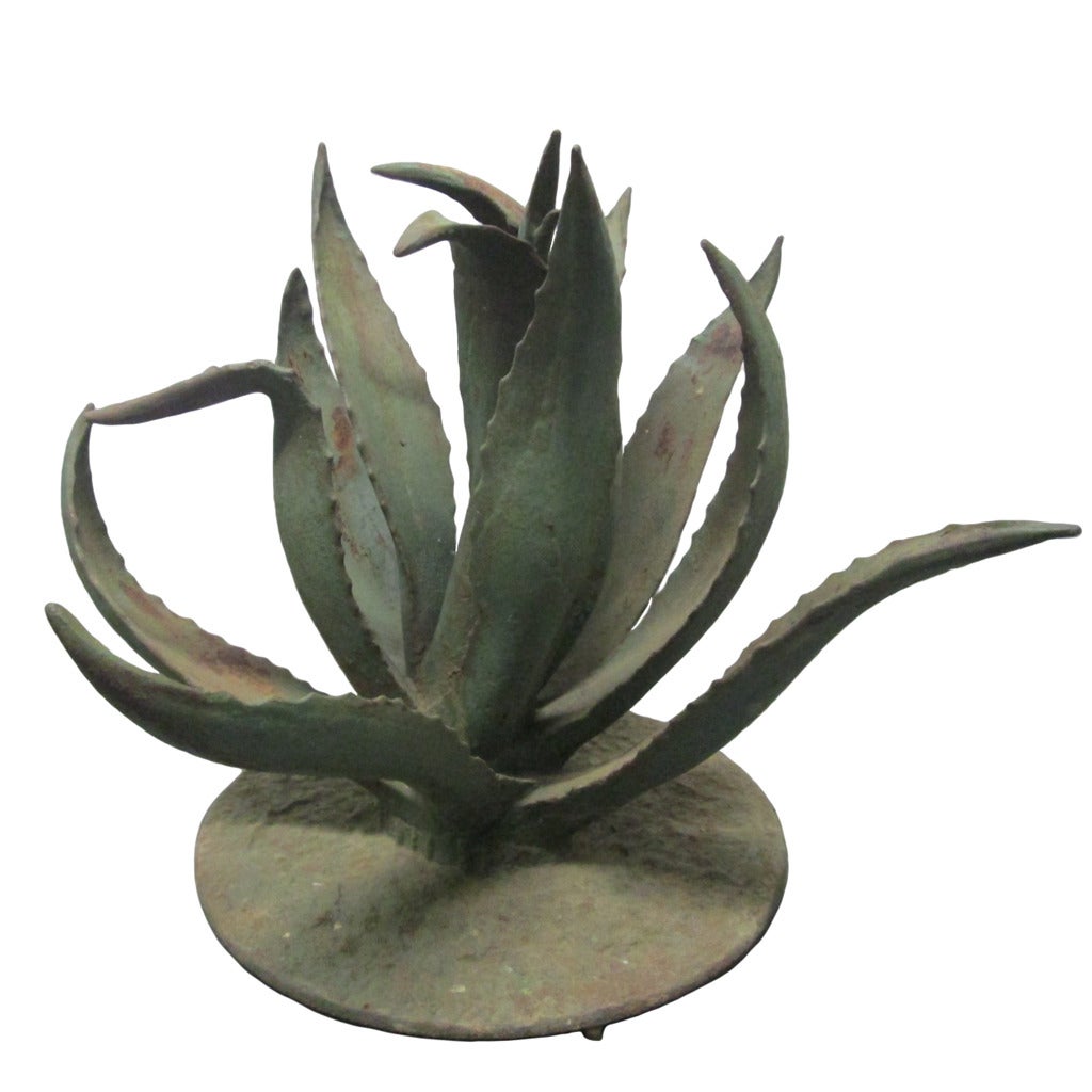Large Brutalist Iron Cactus Sculpture For Sale at 1stdibs