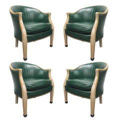 Set of Four Regency Style Leather Club Chairs 4