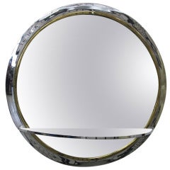 Pace Collection Chrome and Brass Mirror with Glass Shelf 12
