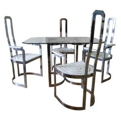 Italian Chrome Table & 4 Chairs Dining Set