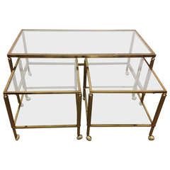 French Directiore Style Brass Nesting Tables