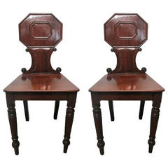 Pair of 19th Century English Mahogany Hall Chairs 4