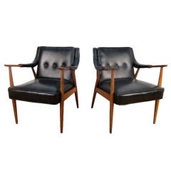 Vintage Pair MId Century Open Arm Chairs