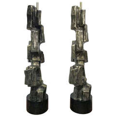Pair of Tall Brutalist Table Lamps by Laurel Lamp Company 9