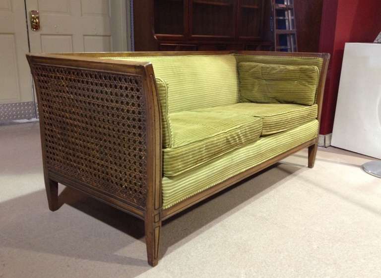 Pair of French Style Double Caned Loveseats