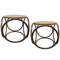 Pair Bentwood Stools by Thonet