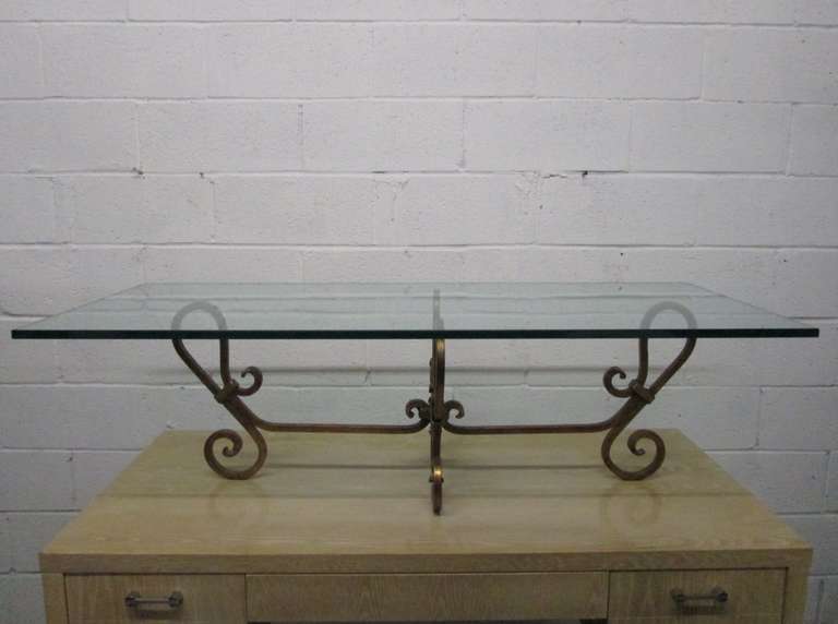 Decorative Gold Gilt Wrought Iron Coffee Table For Sale at 1stdibs